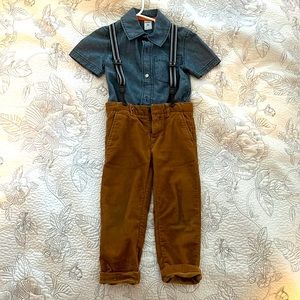 Darling Button Up Shirt and Suspended Pants Set